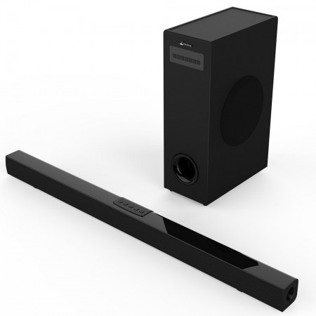 Meidong Sound Bar (2018 Upgraded) Soundbar for TV 72 Watt Bluetooth Speakers Wired and Wireless Surround Stereo Audio(43-Inch,Included Optical Cable\RCA\3.5 AUX\Bluetooth 4.1\Remote Control)